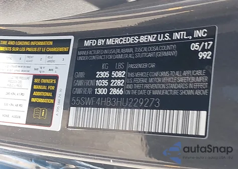 2017 Mercedes-Benz C 350E Luxury from USA, damaged, VIN 55SWF4HB3HU229273